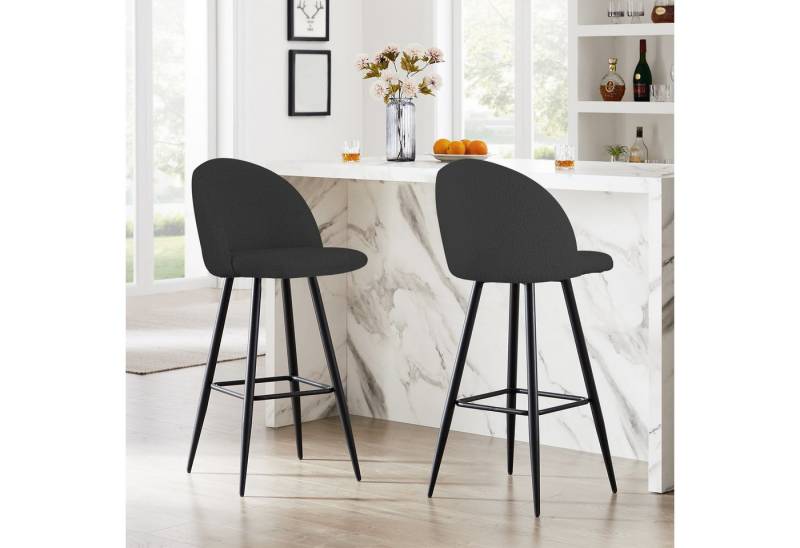 HOMELUX 4-Fußstuhl Esszimmerstühle Barstühle 2er Set mit Fußstütze Rückenlehne, bis 130kg (Set, 2 St), Gepolsterte Sitzfläche mit Lehne Stoff und Metall Sitzhöhe 73.5cm von HOMELUX