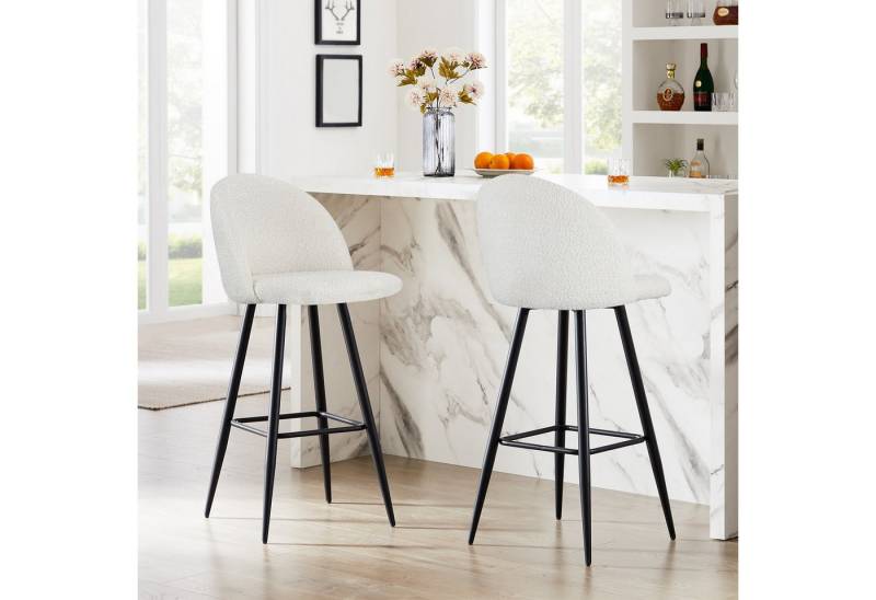 HOMELUX 4-Fußstuhl Esszimmerstühle Barstühle 2er Set mit Fußstütze Rückenlehne, bis 130kg (Set, 2 St), Gepolsterte Sitzfläche mit Lehne Stoff und Metall Sitzhöhe 73.5cm von HOMELUX