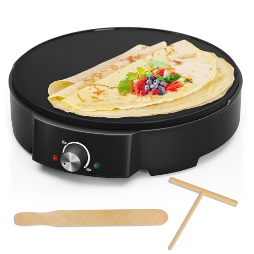 HOMELUX Crêpes Maker für Crepes mit Ø 30 cm, 1200 W Crêpes-Maker inkl. Crepes Verteiler und Wender, mit Antihaftbeschichtung, Temperaturregler, Crêpe Maker von HOMELUX