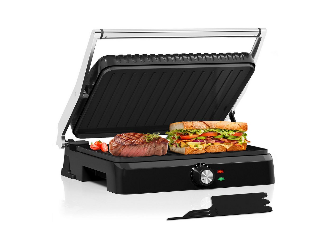 HOMELUX Elektrogrill Kontaktgrill 3 in 1 Multigrill, 2200W Grill, Elektrischer Optigrill, 2200,00 W, Antihaftbeschichtet, Edelstahl Tischgrill mit Zubehör von HOMELUX