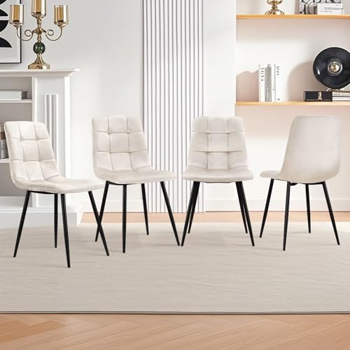 HOMELUX Esszimmerstühle 4er Set Küchenstuhl Essstühle mit Rückenlehne Samtbezug Polsterstuhl Esszimmer Stuhl für Küche Wohnzimmer, Metallbeine,110 kg Belastbar, Ergonomisch Sitzfläche Beige von HOMELUX