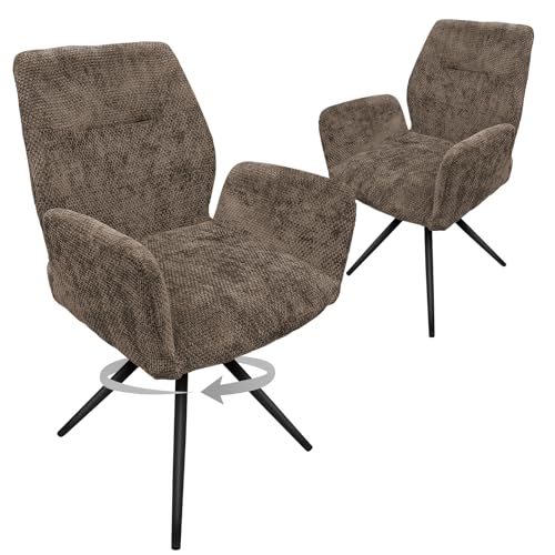 HOMELUX Esszimmerstühle Drehbar 2er Set, Stühle Esszimmer, Küchenstuhl, bis 110 kg Belastbar, Polsterstuhl mit Metallbeine und Rückenlehne für Esszimmer Küche, Braun von HOMELUX