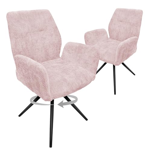 HOMELUX Esszimmerstühle Drehbar 2er Set, Stühle Esszimmer, Küchenstuhl, bis 110 kg Belastbar, Polsterstuhl mit Metallbeine und Rückenlehne für Esszimmer Küche, Rosa von HOMELUX