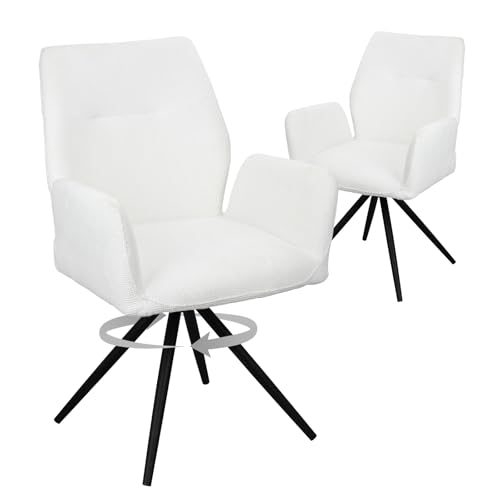 HOMELUX Esszimmerstühle Drehbar 2er Set, Stühle Esszimmer, Küchenstuhl, bis 110 kg Belastbar, Polsterstuhl mit Metallbeine und Rückenlehne für Esszimmer Küche, Weiß von HOMELUX
