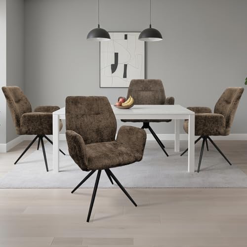 HOMELUX Esszimmerstühle Drehbar 4er Set, Stühle Esszimmer, Küchenstuhl, bis 110 kg Belastbar, Polsterstuhl mit Metallbeine und Rückenlehne für Esszimmer Küche, Braun HOMELUX Esszimmerstühle Drehbar 4er Set, Stühle Esszimmer, Küchenstuhl, bis 110 kg Belastbar, Polsterstuhl mit Metallbeine und Rückenlehne für Esszimmer Küche, Braun von HOMELUX