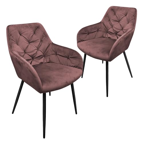 HOMELUX Esszimmerstuhl 2er Set, Polsterstuhl mit Armlehnen, Sitzfläche aus Samt & Metallbeine, Küchenstuhl Wohnzimmerstuhl Stühle, Rosa HOMELUX Esszimmerstuhl 2er Set, Polsterstuhl mit Armlehnen, Sitzfläche aus Samt & Metallbeine, Küchenstuhl Wohnzimmerstuhl Stühle, Rosa von HOMELUX