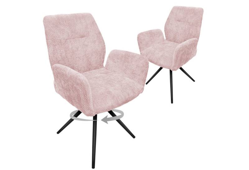 HOMELUX Polsterstuhl 360° Drehbar Esszimmerstühle 2er Set, Küchenstuhl, Stühle Esszimmer (Stuhl für Schlafzimmer, Wohnzimmer, 2 St), Esszimmerstuhl mit Armlehnen Rückenlehne & Metallbeinen von HOMELUX