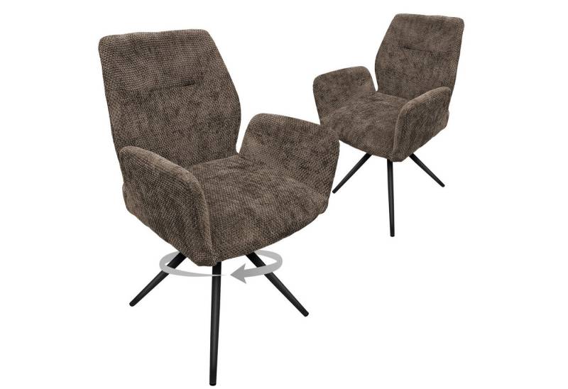 HOMELUX Polsterstuhl 360° Drehbar Esszimmerstühle 2er Set, Küchenstuhl, Stühle Esszimmer (Stuhl für Schlafzimmer, Wohnzimmer, 2 St), Esszimmerstuhl mit Armlehnen Rückenlehne & Metallbeinen von HOMELUX