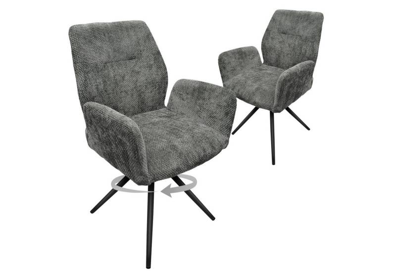 HOMELUX Polsterstuhl 360° Drehbar Esszimmerstühle 2er Set, Küchenstuhl, Stühle Esszimmer (Stuhl für Schlafzimmer, Wohnzimmer, 2 St), Esszimmerstuhl mit Armlehnen Rückenlehne & Metallbeinen von HOMELUX