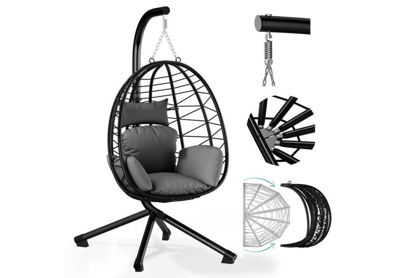 HOMELUX Hängesessel Hängematte mit Gestell, Hängeschaukel, Hängestuhl mit Kissen (Hängekorb Sessel + Großen Kissen), Max. 150 kg von HOMELUX