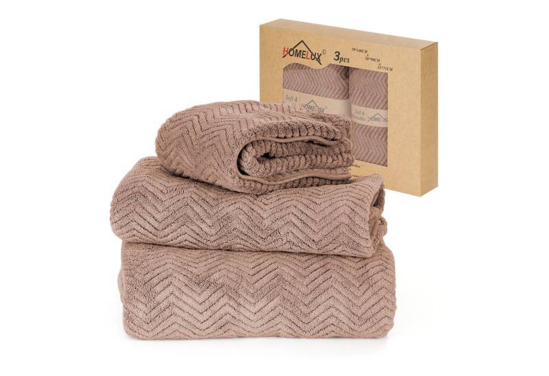 HOMELUX Handtuch Set 2 / 3 / 4 teilig Badetuch Set + Towel saugstarkes Frottiertücher Set, (Badetuch, 3-St), Saugstark mit griffiger Oberfläche von HOMELUX