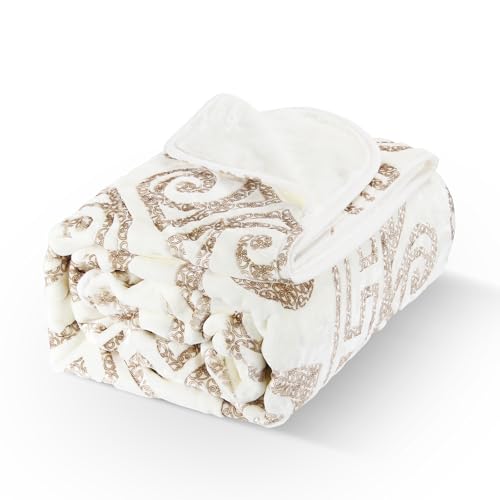 HOMELUX Kuscheldecke Flauschig Decke Wohndecke Warm Winter Weich, Sofadecke XXL, Decke Couch Blanket, Bequeme Wohn- & Kuscheldecken 200x240cm für Ganze Saison, Falten Beständig Raschel Überwurf Creme von HOMELUX