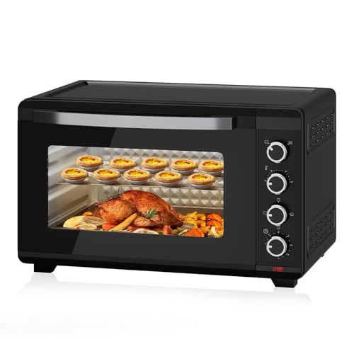 HOMELUX Minibackofen mit Drehspieß 60 Liter, 2000W, XXL Mini Backofen mit Rotisserie Hähnchengrill, Ober-/Unterhitze, Stufenlose Temperaturregelung, Mini ofen/Pizza-Ofen/Camping von HOMELUX