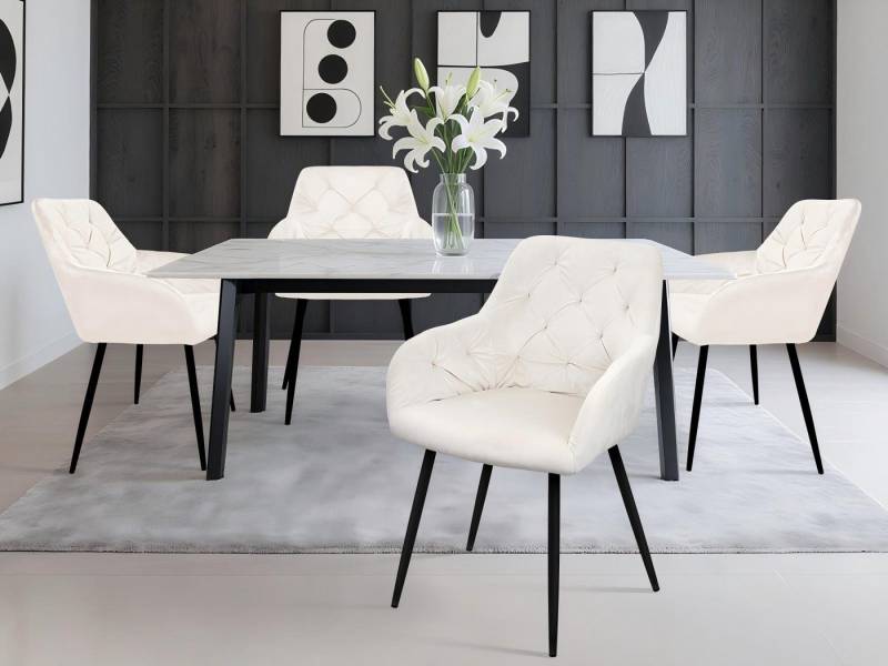 HOMELUX Polsterstuhl Esszimmer Stühle 4er Set, Esszimmerstuhl Küchenstuhl mit Metallbeine (4 St), Sessel, Samt, Polsterstuhl mit Armlehnen von HOMELUX