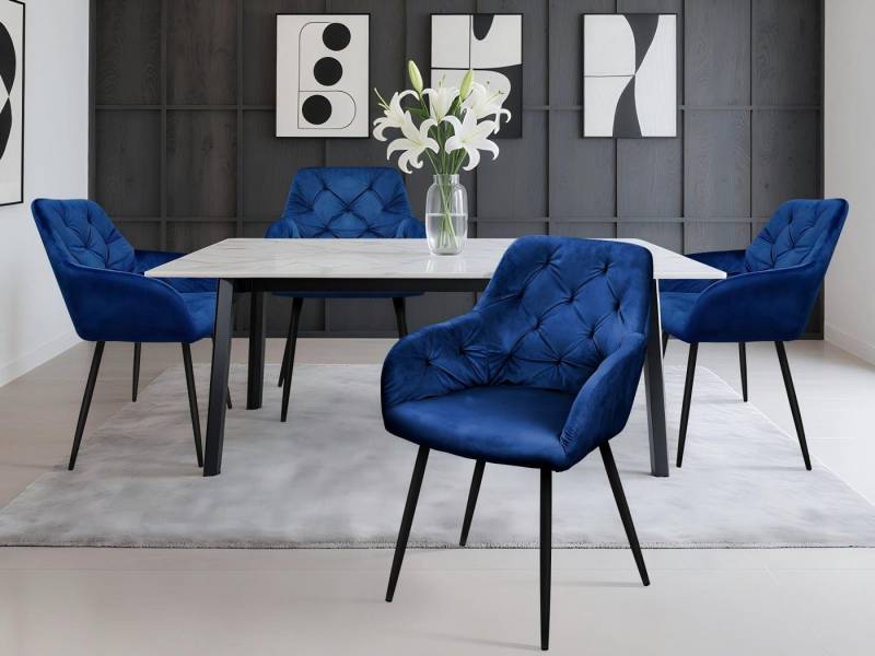 HOMELUX Polsterstuhl Esszimmer Stühle 4er Set, Esszimmerstuhl Küchenstuhl mit Metallbeine (4 St), Sessel, Samt, Polsterstuhl mit Armlehnen von HOMELUX