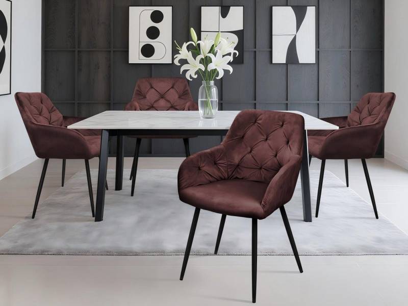 HOMELUX Polsterstuhl Esszimmer Stühle 4er Set, Esszimmerstuhl Küchenstuhl mit Metallbeine (4 St), Sessel, Samt, Polsterstuhl mit Armlehnen von HOMELUX