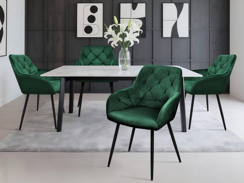 HOMELUX Polsterstuhl Esszimmer Stühle 4er Set, Esszimmerstuhl Küchenstuhl mit Metallbeine (4 St), Sessel, Samt, Polsterstuhl mit Armlehnen von HOMELUX