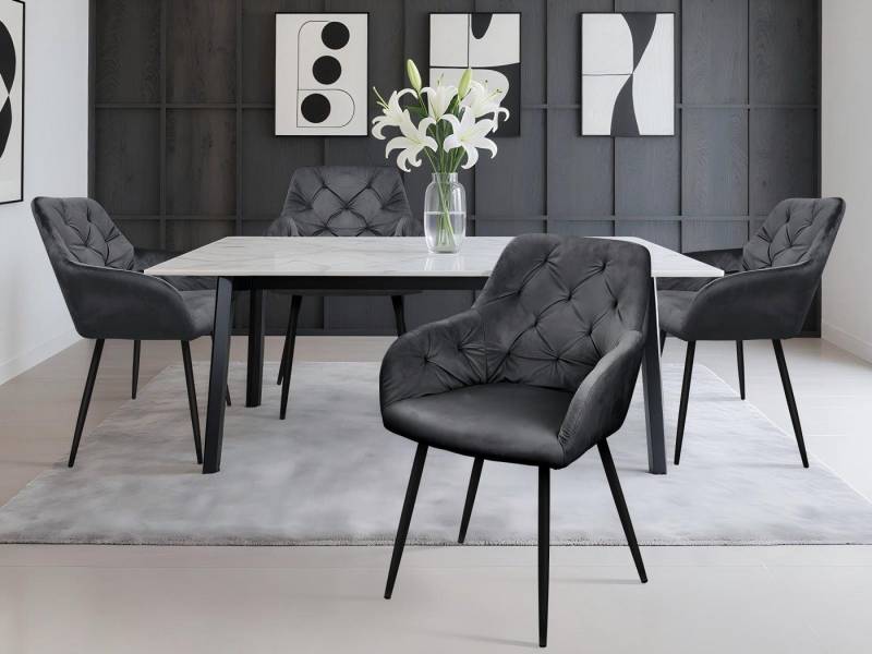 HOMELUX Polsterstuhl Esszimmer Stühle 4er Set, Esszimmerstuhl Küchenstuhl mit Metallbeine (4 St), Sessel, Samt, Polsterstuhl mit Armlehnen von HOMELUX