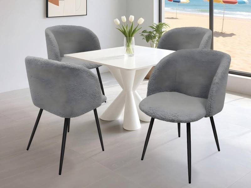 HOMELUX Polsterstuhl Esszimmer Stühle 4st Schminktisch Stuhl, Esszimmerstuhl Küchenstühle, Teddy Stoff Esstisch Stühle mit Armlehne & Metallbeine von HOMELUX