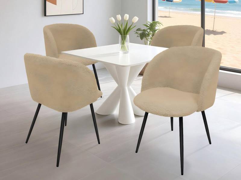 HOMELUX Polsterstuhl Esszimmer Stühle 4st Schminktisch Stuhl, Esszimmerstuhl Küchenstühle, Teddy Stoff Esstisch Stühle mit Armlehne & Metallbeine von HOMELUX