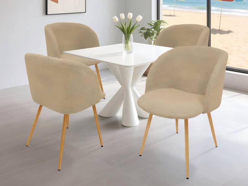 HOMELUX Polsterstuhl Esszimmer Stühle 4st Schminktisch Stuhl, Esszimmerstuhl Küchenstühle, Teddy Stoff Esstisch Stühle mit Armlehne & Metallbeine von HOMELUX