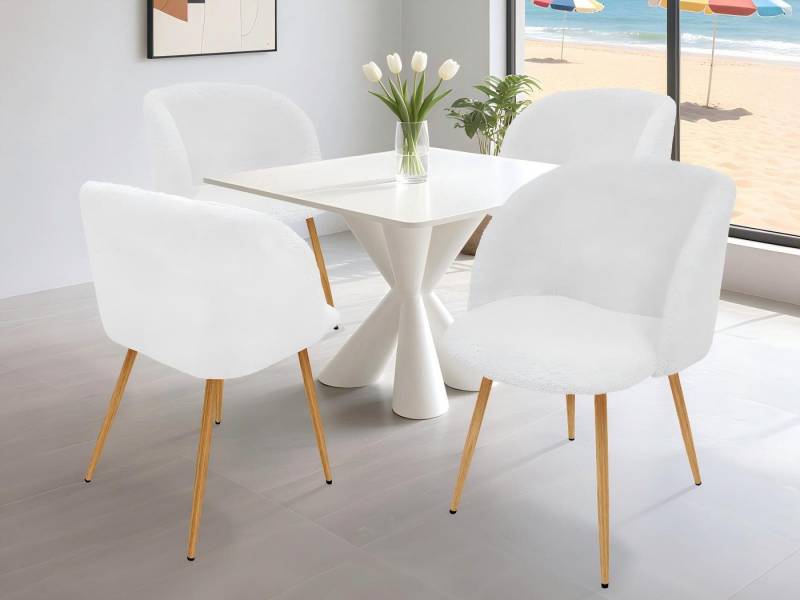 HOMELUX Polsterstuhl Esszimmer Stühle 4st Schminktisch Stuhl, Esszimmerstuhl Küchenstühle, Teddy Stoff Esstisch Stühle mit Armlehne & Metallbeine von HOMELUX