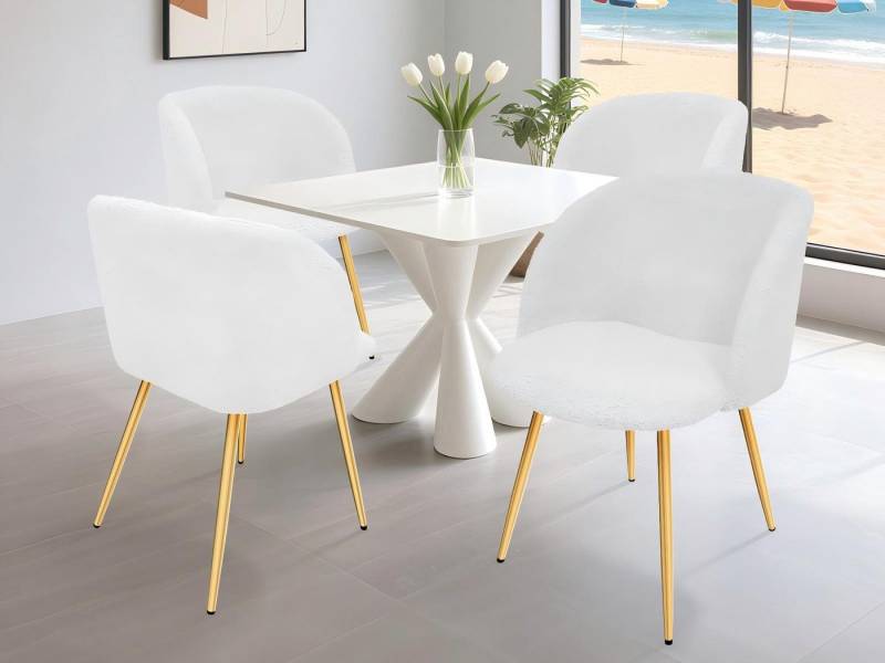 HOMELUX Polsterstuhl Esszimmer Stühle 4st Schminktisch Stuhl, Esszimmerstuhl Küchenstühle, Teddy Stoff Esstisch Stühle mit Armlehne & Metallbeine von HOMELUX