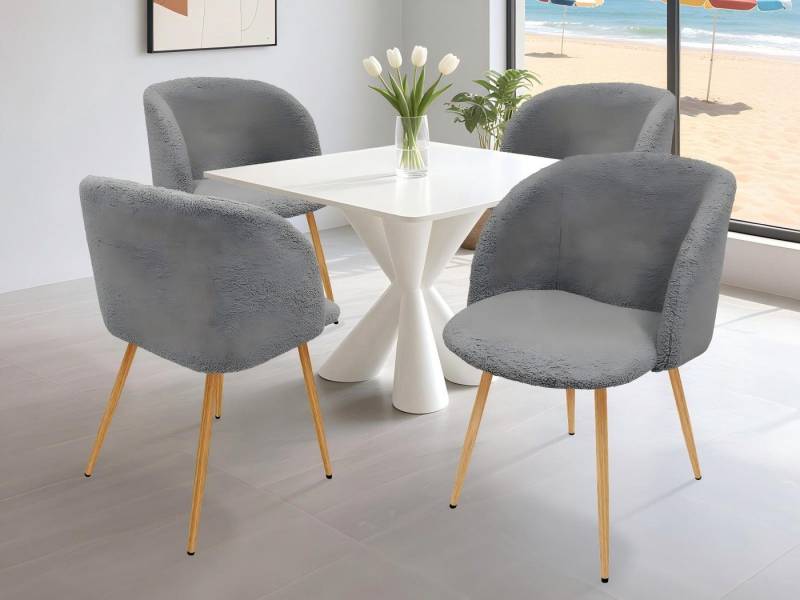 HOMELUX Polsterstuhl Esszimmer Stühle 4st Schminktisch Stuhl, Esszimmerstuhl Küchenstühle, Teddy Stoff Esstisch Stühle mit Armlehne & Metallbeine von HOMELUX