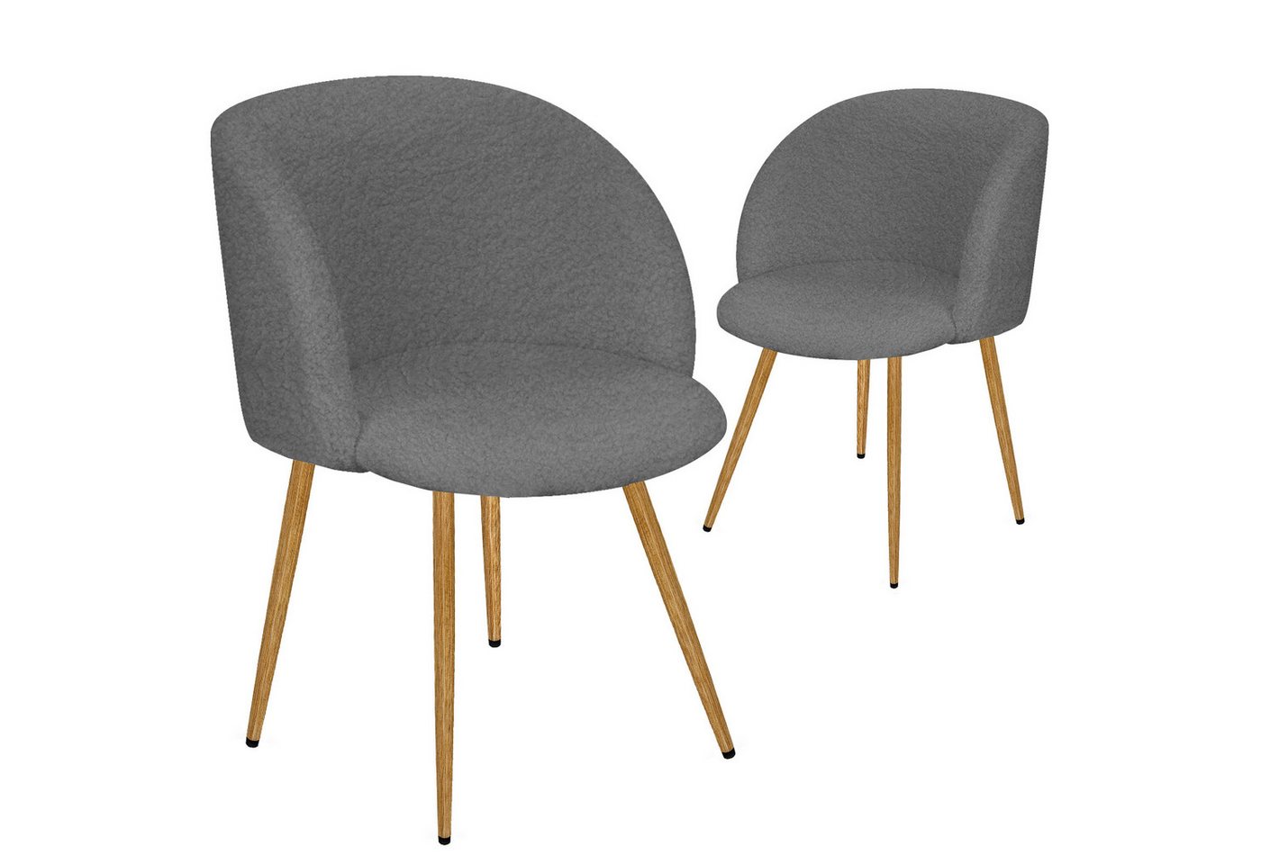 HOMELUX Polsterstuhl Esszimmerstuhl 2/4 Set, Küchenstuhl mit Armlehnen & Metallbeine (Sessel modern für Wohnzimmer, Esszimmer, Schminktisch, 2 St), Teddy Stoff von HOMELUX