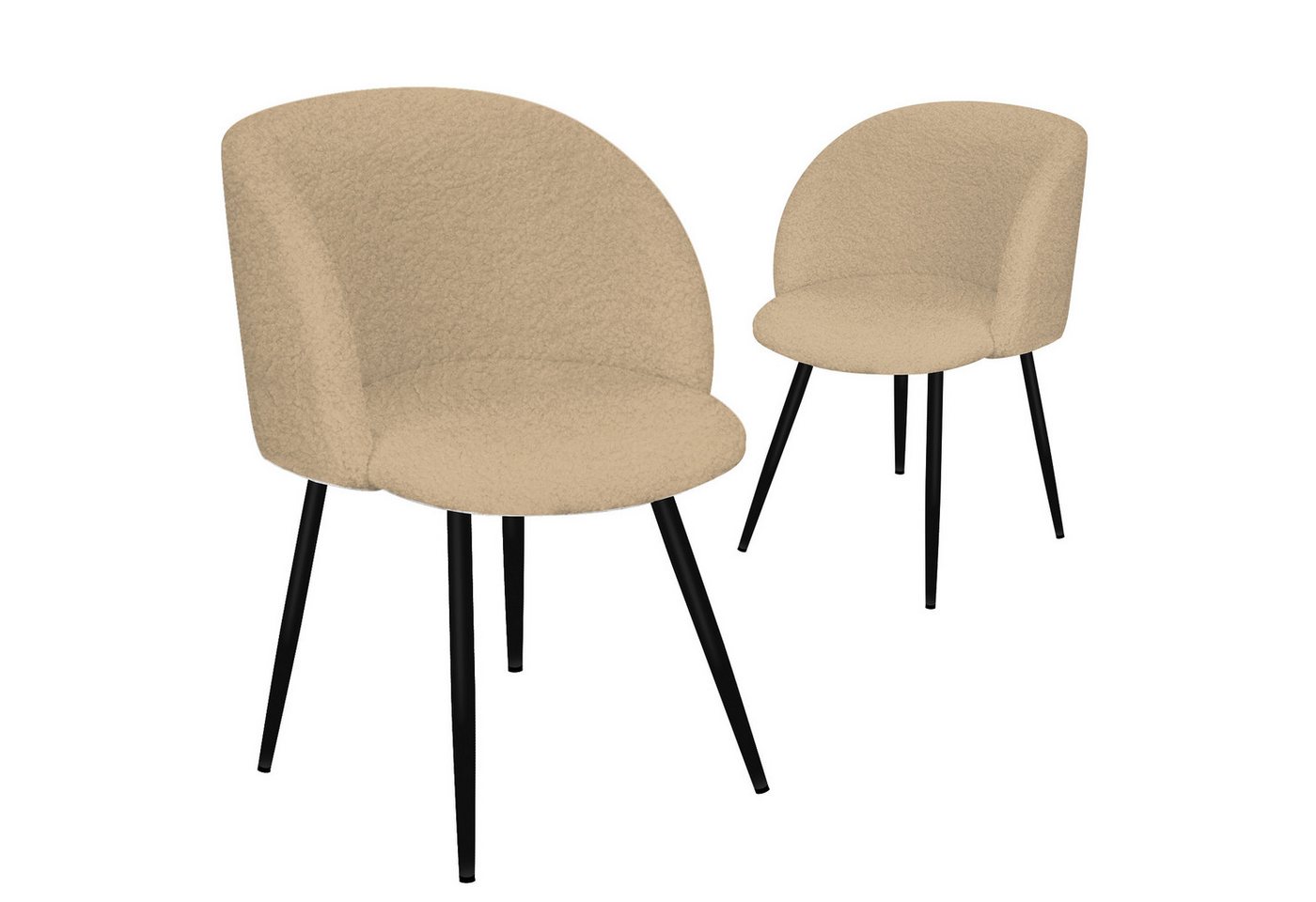 HOMELUX Polsterstuhl Esszimmerstuhl 2/4 Set, Küchenstuhl mit Armlehnen & Metallbeine (Sessel modern für Wohnzimmer, Esszimmer, Schminktisch, 2 St), Teddy Stoff von HOMELUX