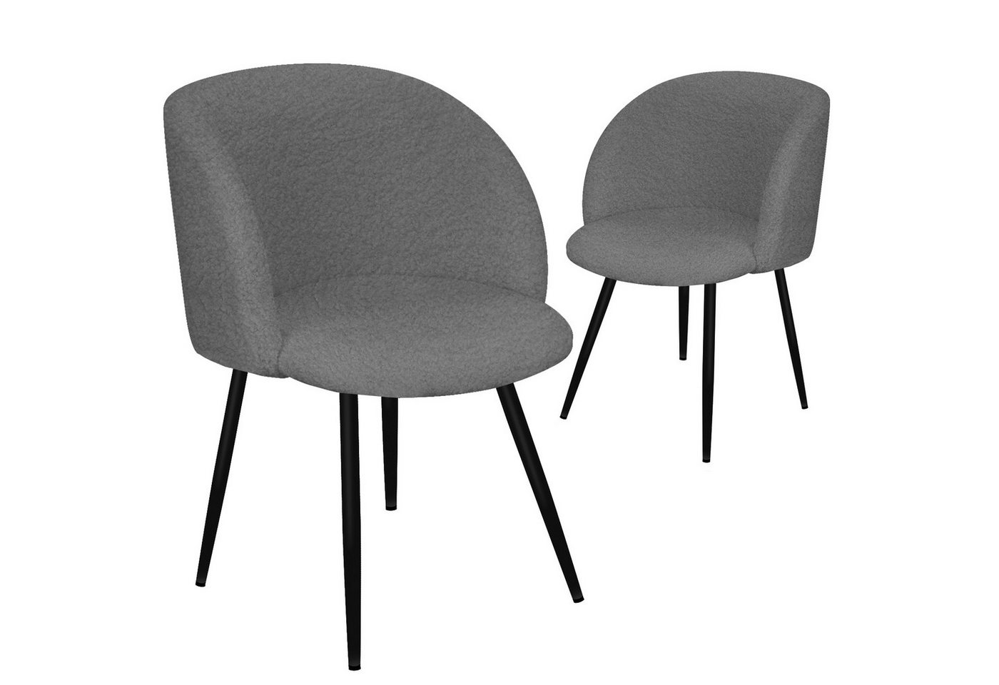 HOMELUX Polsterstuhl Esszimmerstuhl 2/4 Set, Küchenstuhl mit Armlehnen & Metallbeine (Sessel modern für Wohnzimmer, Esszimmer, Schminktisch, 2 St), Teddy Stoff von HOMELUX