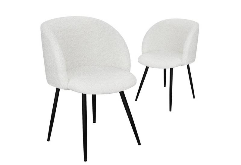 HOMELUX Polsterstuhl Esszimmerstuhl 2/4 Set, Küchenstuhl mit Armlehnen & Metallbeine (Sessel modern für Wohnzimmer, Esszimmer, Schminktisch, 2 St), Teddy Stoff von HOMELUX