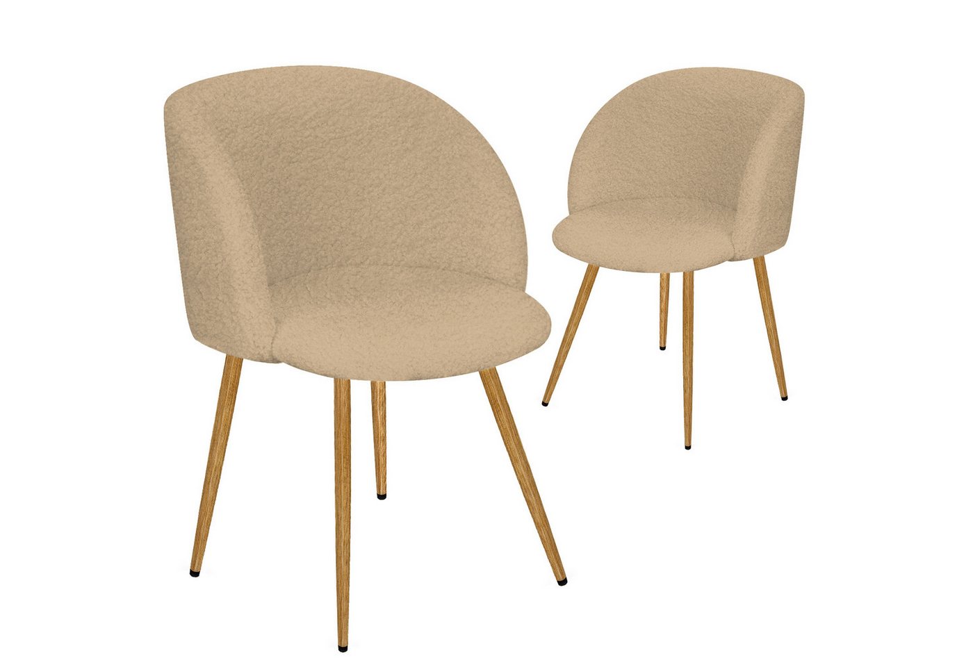 HOMELUX Polsterstuhl Esszimmerstuhl 2/4 Set, Küchenstuhl mit Armlehnen & Metallbeine (Sessel modern für Wohnzimmer, Esszimmer, Schminktisch, 2 St), Teddy Stoff von HOMELUX