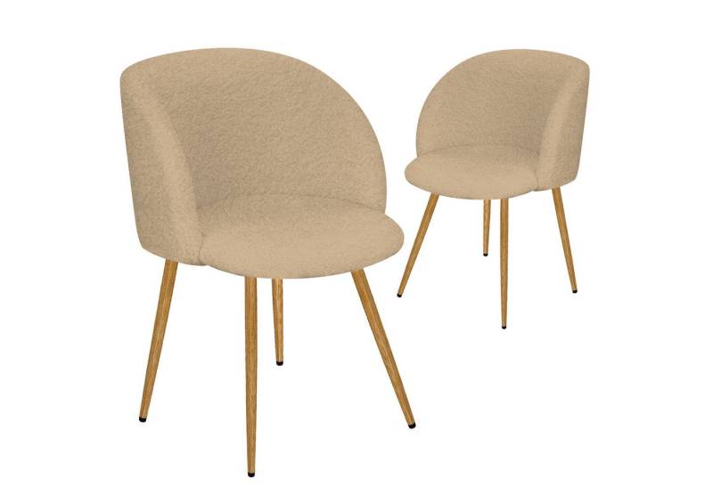 HOMELUX Polsterstuhl Esszimmerstuhl 2/4 Set, Küchenstuhl mit Armlehnen & Metallbeine (Sessel modern für Wohnzimmer, Esszimmer, Schminktisch, 2 St), Teddy Stoff von HOMELUX