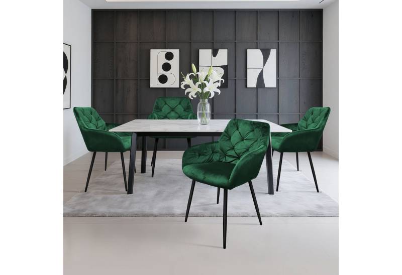 HOMELUX Polsterstuhl Esszimmerstuhl 2/4 Set, Samtvelours mit klassischem Rautenmuster (Polsterstuhl mit Armlehnen, 4 St), Küchenstuhl Wohnzimmerstuhl Stühle von HOMELUX