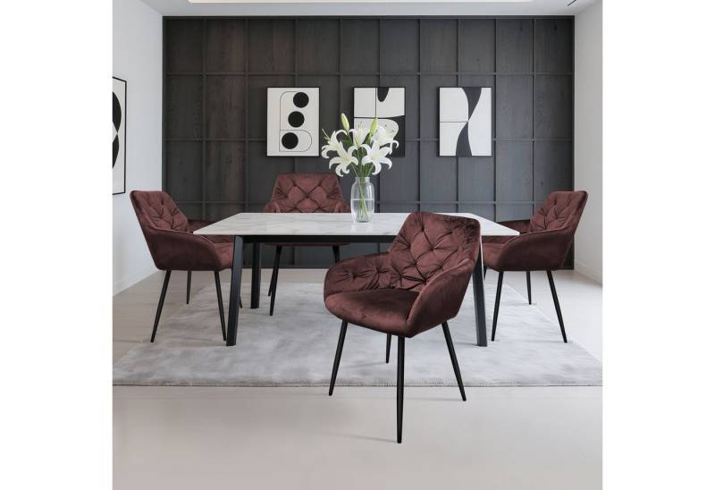 HOMELUX Polsterstuhl Esszimmerstuhl 2/4 Set, Samtvelours mit klassischem Rautenmuster (Polsterstuhl mit Armlehnen, 4 St), Küchenstuhl Wohnzimmerstuhl Stühle von HOMELUX