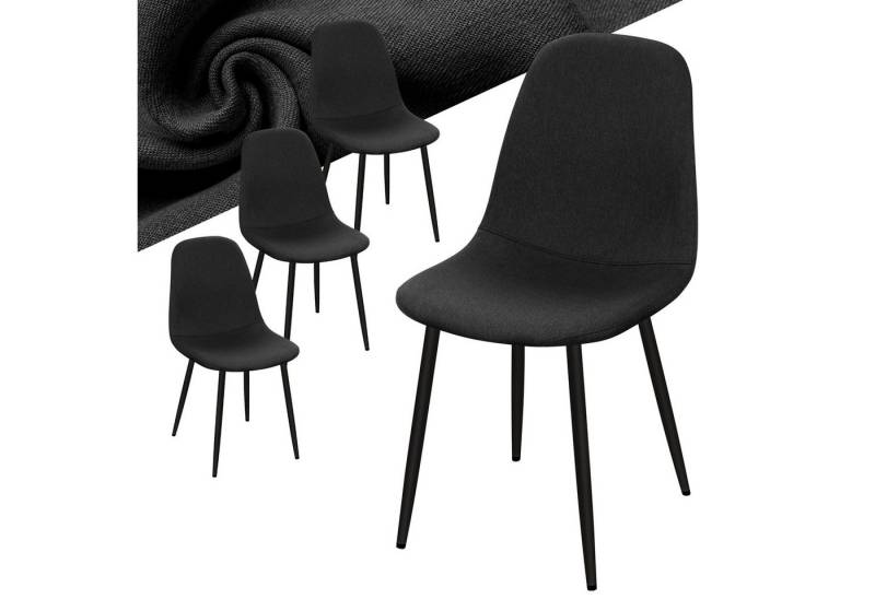 HOMELUX Schalenstuhl Esszimmerstuhl 4er Set, Stuhl mit Metallbeinen (4 St), Polsterstuhl Sitzfläche, atmungsaktiv Leinenimitat von HOMELUX