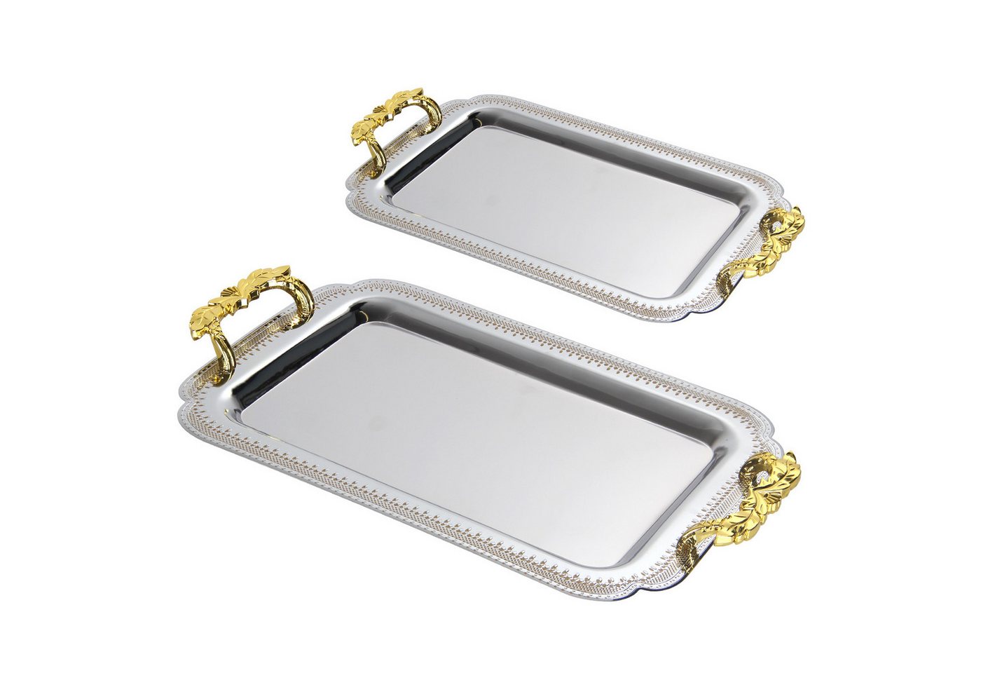 HOMELUX Tablett Set 2X Servierplatte mit Griff, Deko Tablett Set, (2 xTablett), Serviertablett/Obsttablett/Dekotablett/Kosmetiktablett von HOMELUX