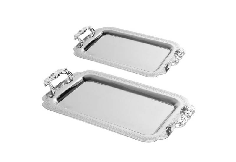 HOMELUX Tablett Set 2X Servierplatte mit Griff, Deko Tablett Set, (2 xTablett), Serviertablett/Obsttablett/Dekotablett/Kosmetiktablett von HOMELUX