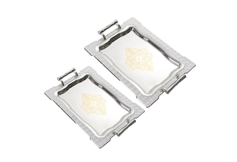 HOMELUX Tablett Set 2X Servierplatte mit Griff, Deko Tablett Set, (2 xTablett), Serviertablett/Obsttablett/Dekotablett/Kosmetiktablett von HOMELUX