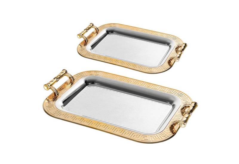 HOMELUX Tablett Set 2X Servierplatte mit Griff, Deko Tablett Set, (2 xTablett), Serviertablett/Obsttablett/Dekotablett/Kosmetiktablett von HOMELUX