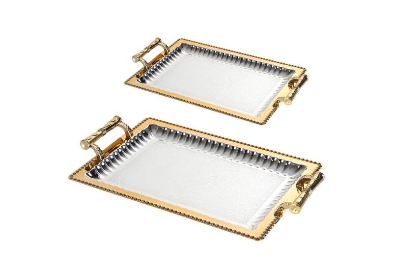 HOMELUX Tablett Set 2X Servierplatte mit Griff, Deko Tablett Set, (2 xTablett), Serviertablett/Obsttablett/Dekotablett/Kosmetiktablett von HOMELUX