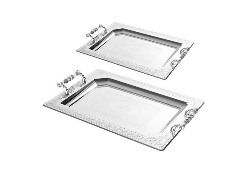 HOMELUX Tablett Set 2X Servierplatte mit Griff, Deko Tablett Set, (2 xTablett), Serviertablett/Obsttablett/Dekotablett/Kosmetiktablett von HOMELUX