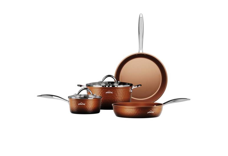HOMELUX Topf-Set Kochtopfset, Aluminiumguss Töpfe Set mit Deckel, Aluminium (Set, 6-tlg., Töpfe Set mit Glasdeckel), Induktion von HOMELUX