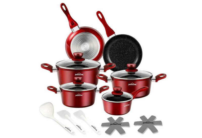 HOMELUX Topf-Set Induktions Töpfe Set Classic Antihaftbeschichtung Kochtopfset, Aluminium (Kochgeschirr-Set, 15-tlg., 3x Kochtopf, 2x Bratpfanne,1x Saucentopf,4x Glasdeckel,5x Zubehör), Induktionsgeeignet von HOMELUX