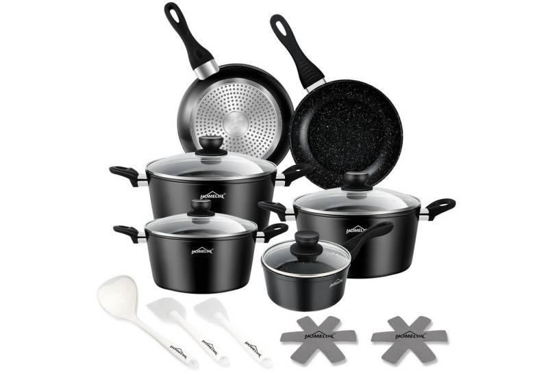 HOMELUX Topf-Set Induktions Töpfe Set Classic Antihaftbeschichtung Kochtopfset, Aluminium (Kochgeschirr-Set, 15-tlg., 3x Kochtopf, 2x Bratpfanne,1x Saucentopf,4x Glasdeckel,5x Zubehör), Induktionsgeeignet von HOMELUX