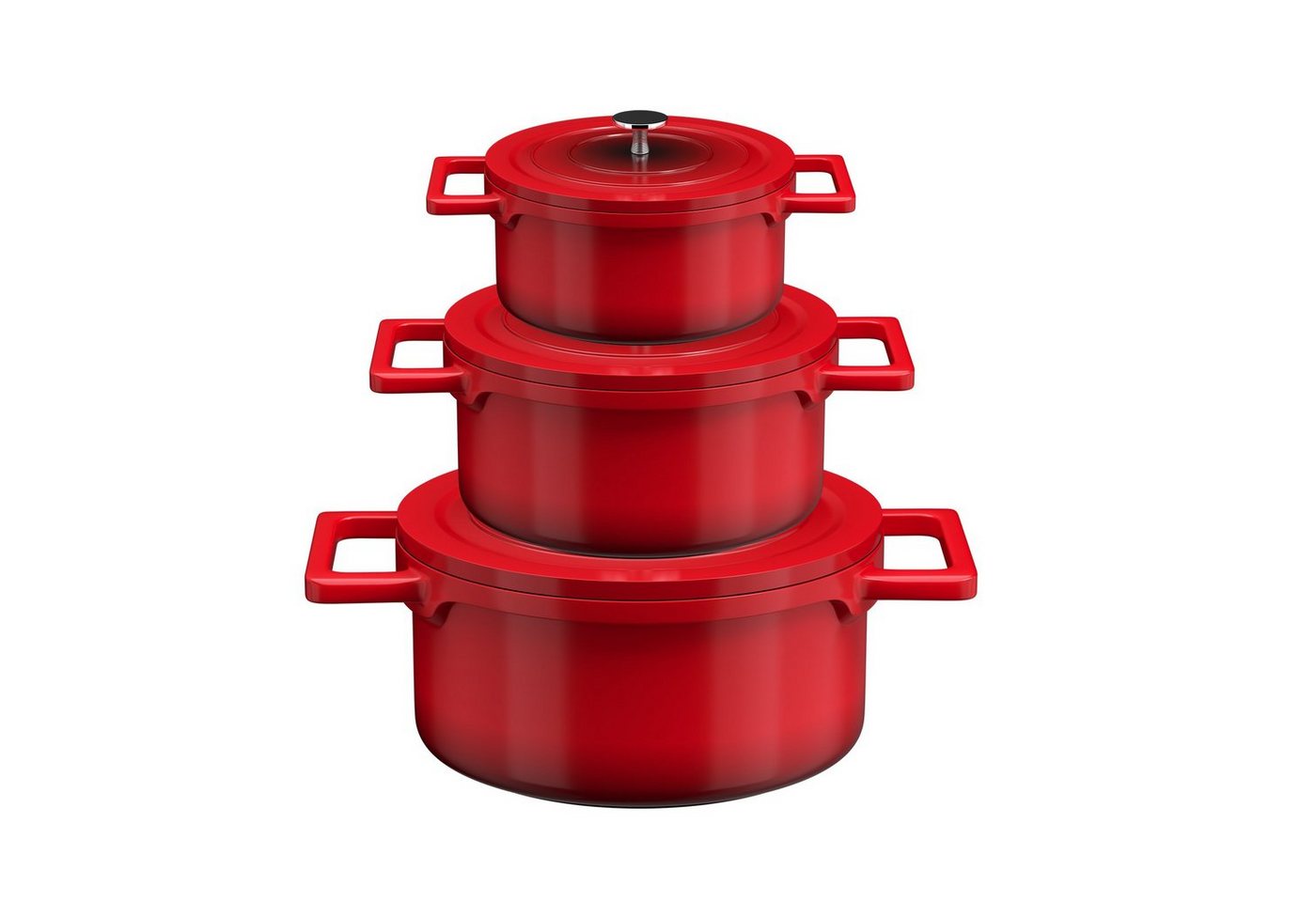 HOMELUX Topf-Set Rot Topf Induktions Kochtöpfe mit Deckel Suppentöpfe Set, Aluminium (6-tlg., für alle Herdarten), induktionsgeeignet von HOMELUX