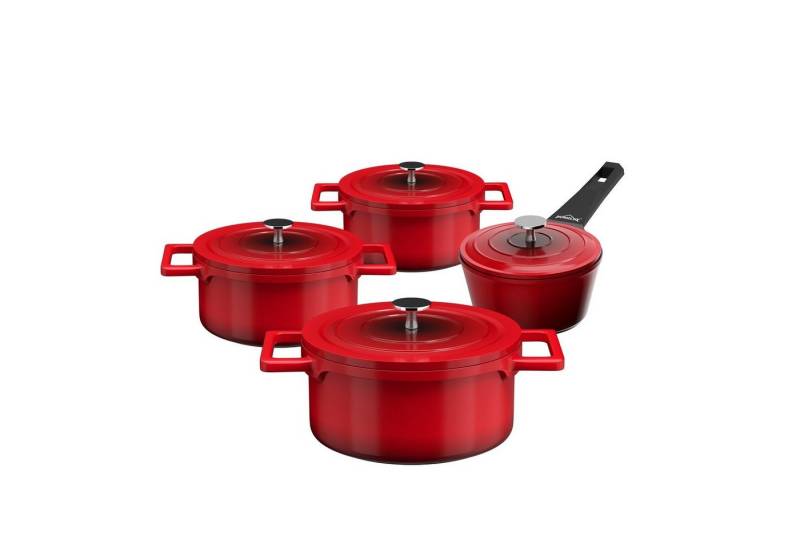 HOMELUX Topf-Set Rot Topf Induktions Kochtöpfe mit Deckel Suppentöpfe Set, Aluminium (8-tlg., für alle Herdarten), induktionsgeeignet von HOMELUX