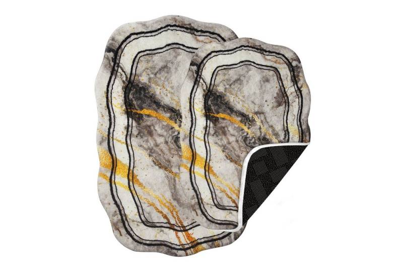 HOMELUX Badematte Teppich Läufer Badematte Teppichläufer Kurzflor Badteppich, Höhe 18 mm, Rutschfester Gummi, lichtecht, schallschluckend, ruschsicher, Polyester, Bogen, 2 Teiliges Set, Höhe 18 mm, 60×90 + 60×50cm, 50×160 cm+50×80 cm von HOMELUX