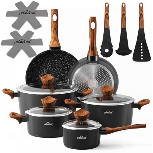 Topfset Kochtopf Set HOMELUX 15TLG Aluminiumguss Induktions Töpfe Set,Antihaftbeschichtung Pfannenset,Töpfe Set mit Deckel,Topfset Induktion für alle Herde,Töpfe & Pfannen Set von HOMELUX